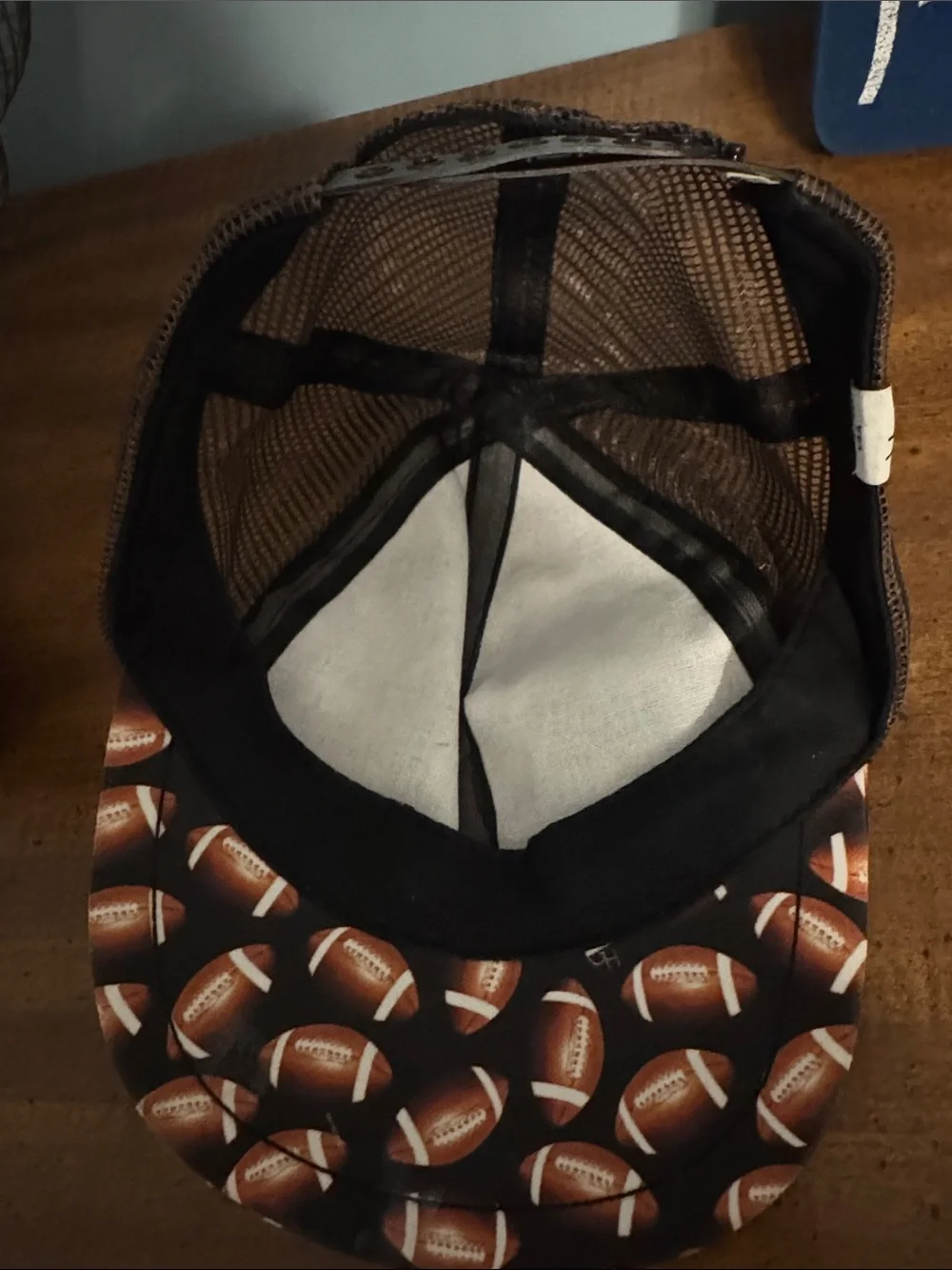 Football Print George Hat trucker Mesh Back Cap - Brown/Black